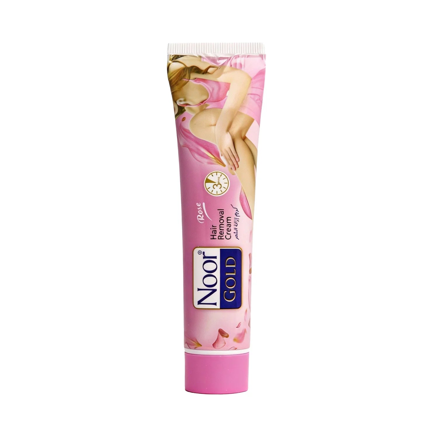 Noor Gold hair removal cream tube on a white background